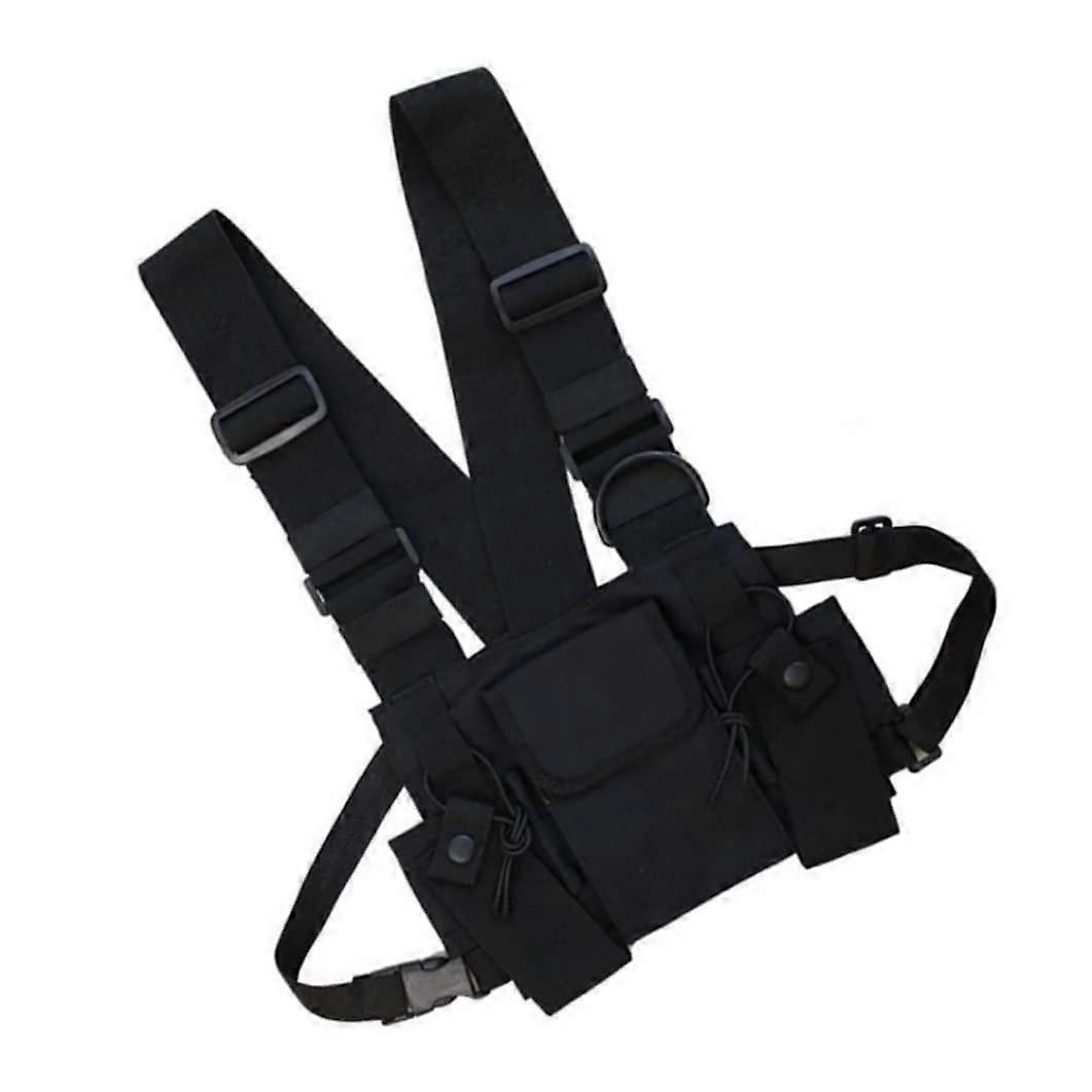 Chest Rig Bag - Multifunctional Hands-Free Chest Strap Pack for Running, Camping, Black, Adjustable Size, Durable Material