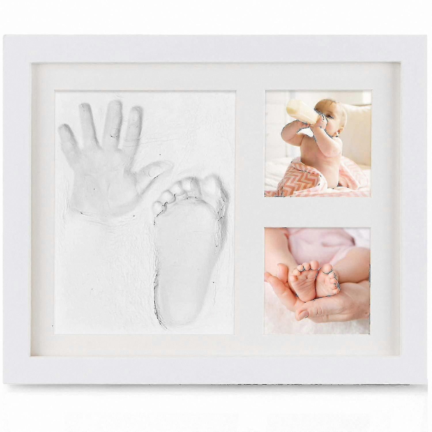 Keepsake Baby Handprint and Footprint Kit with Wooden Frame and Plaster Casting Set for Newborn Memory Preservation