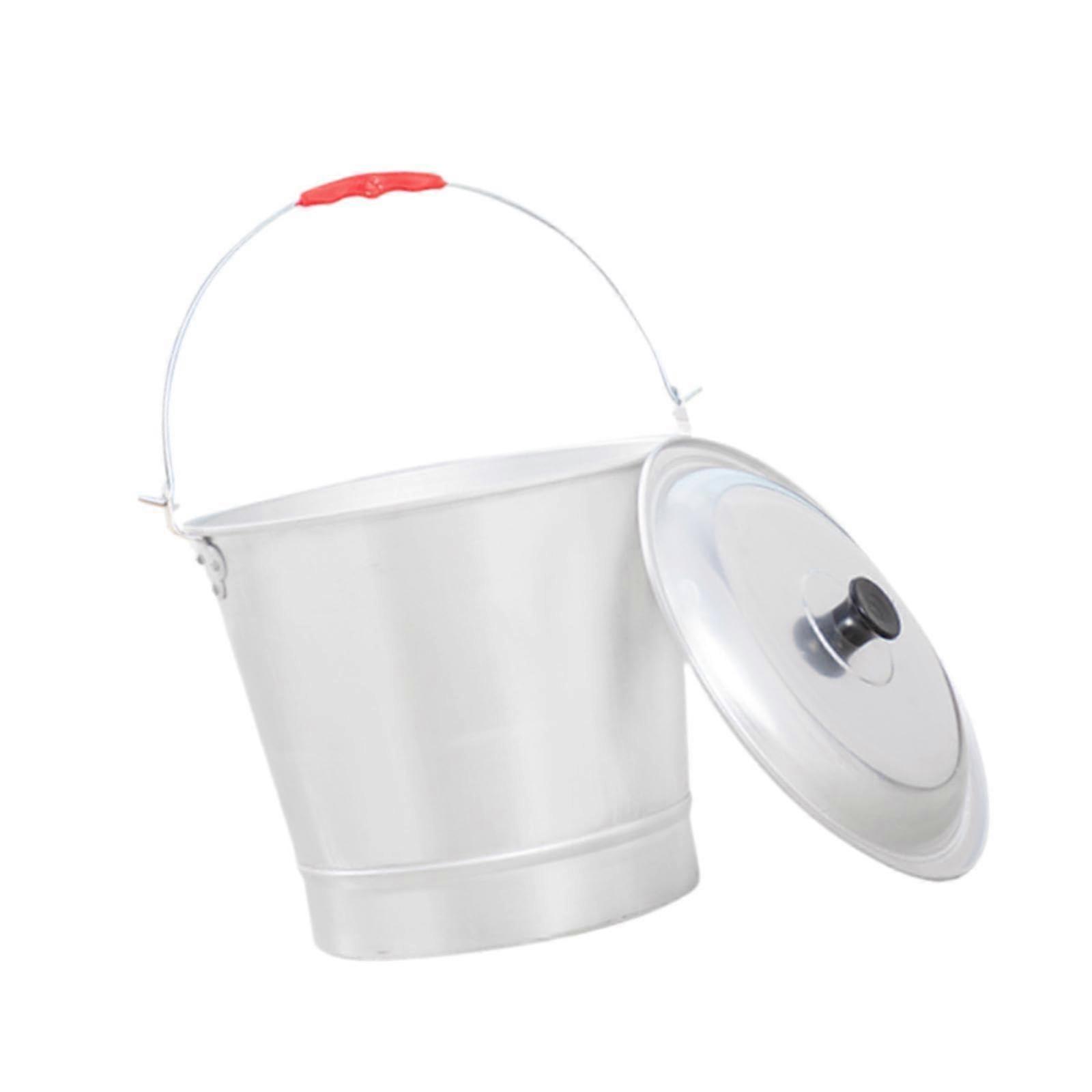 Aluminum Bucket Water Pail with Handle, Lid Heavy Duty Sturdy Comfortable Handle Easy to Clean Metal Bucket Sauna Bucket, Capacity 9L