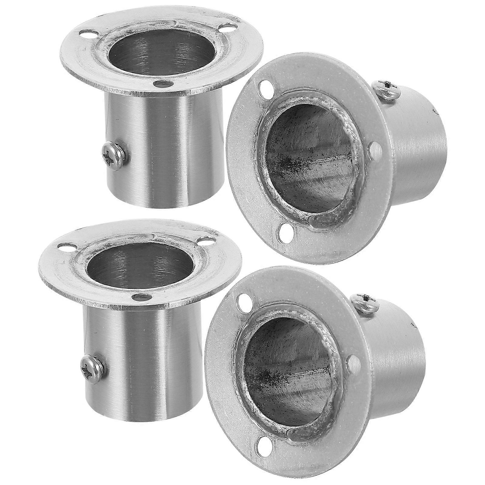 Closet Pole Socket Stainless Steel Wardrobe Balcony Silver Rod Support 4Pcs