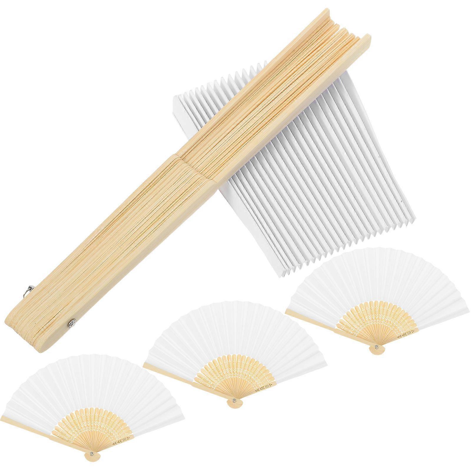 4 Pack Foldable Hand Fan Frames with Slats and Paper Base – Lightweight, Collapsible Chinese Style Fans for DIY Crafts, Weddings, Performances, and