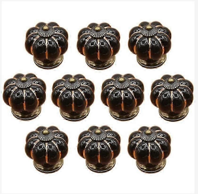 10 Pcs Ceramic Drawer Knobs Cabinet Knob for Kitchen Drawers and Cupboards (Black)