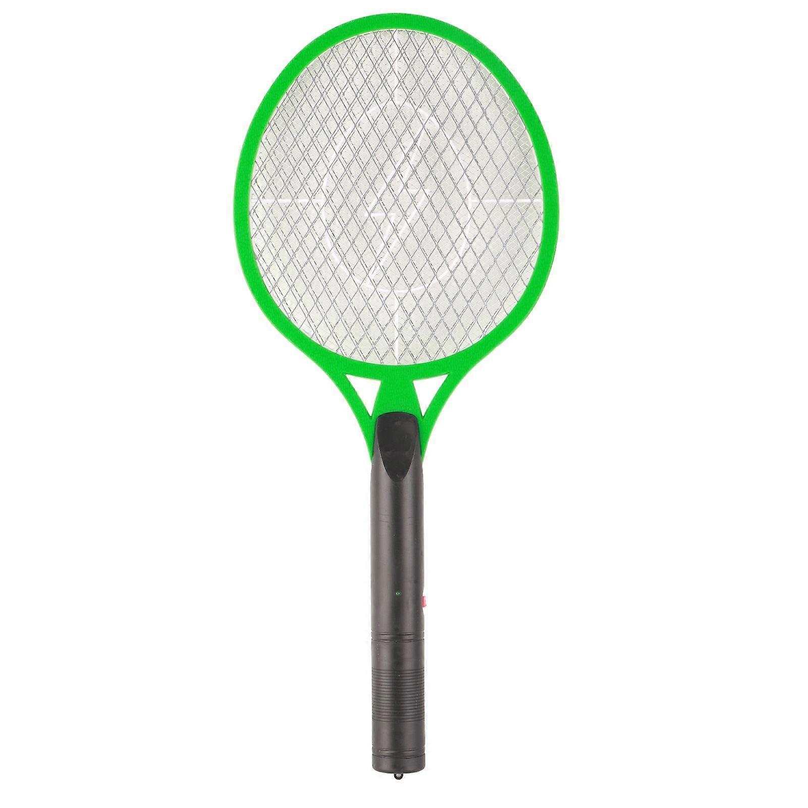 Electric Fly Swatter Racket Professional Triple Layer Large Mesh Safety Mosquito Bat for Home Camping Outdoor Green