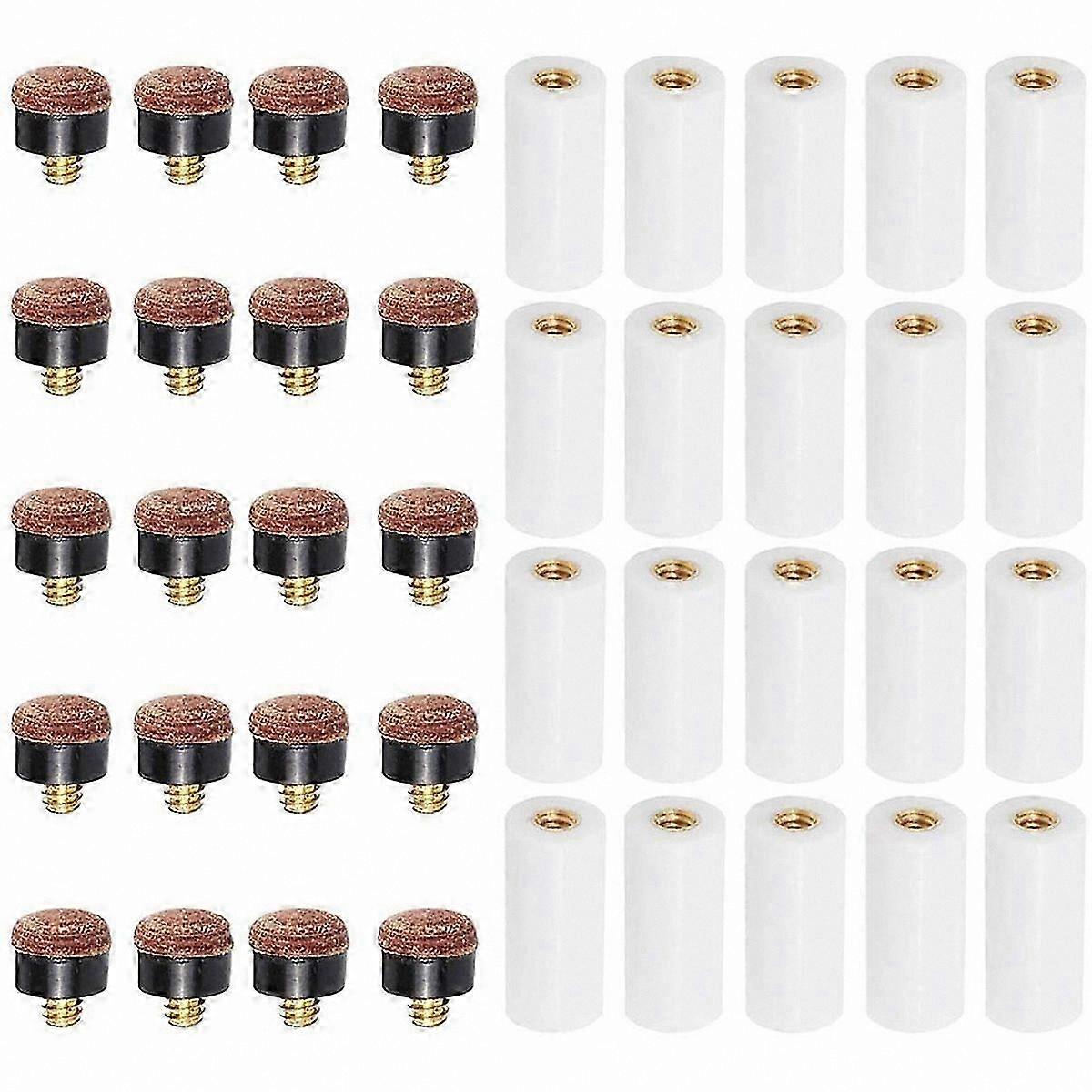 Billiard Cue Tips Replacement Set with Ferrules for Pool Sticks 12mm Screw-On Tip Accessories