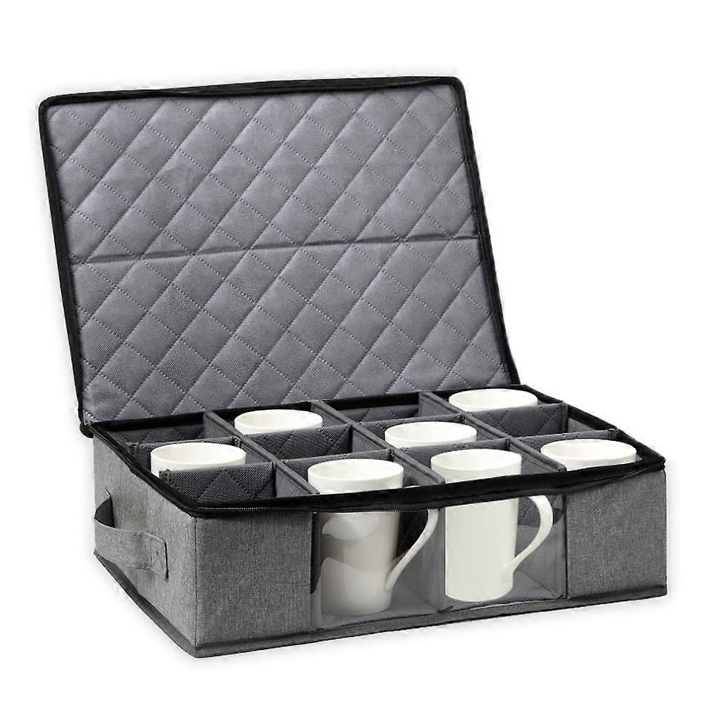 Coffee Mug Storage Box with Compartments and Lid