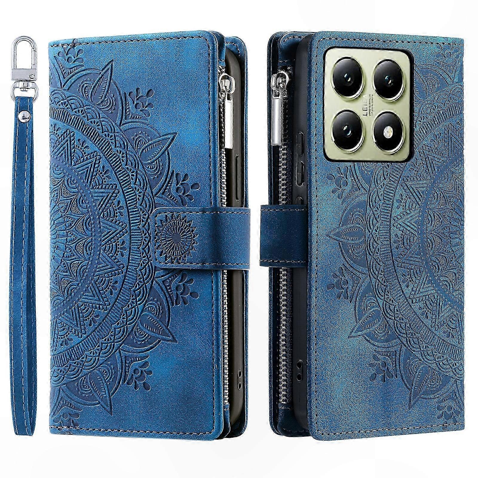 RFID Blocking Leather Phone Case with Multi-Card Slots and Zipper Closure for Wallet Functionality