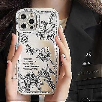 Compatible with iPhone12pro Protective French Flower Personality Creative Girl Female iPhone12 pro Protective (White)