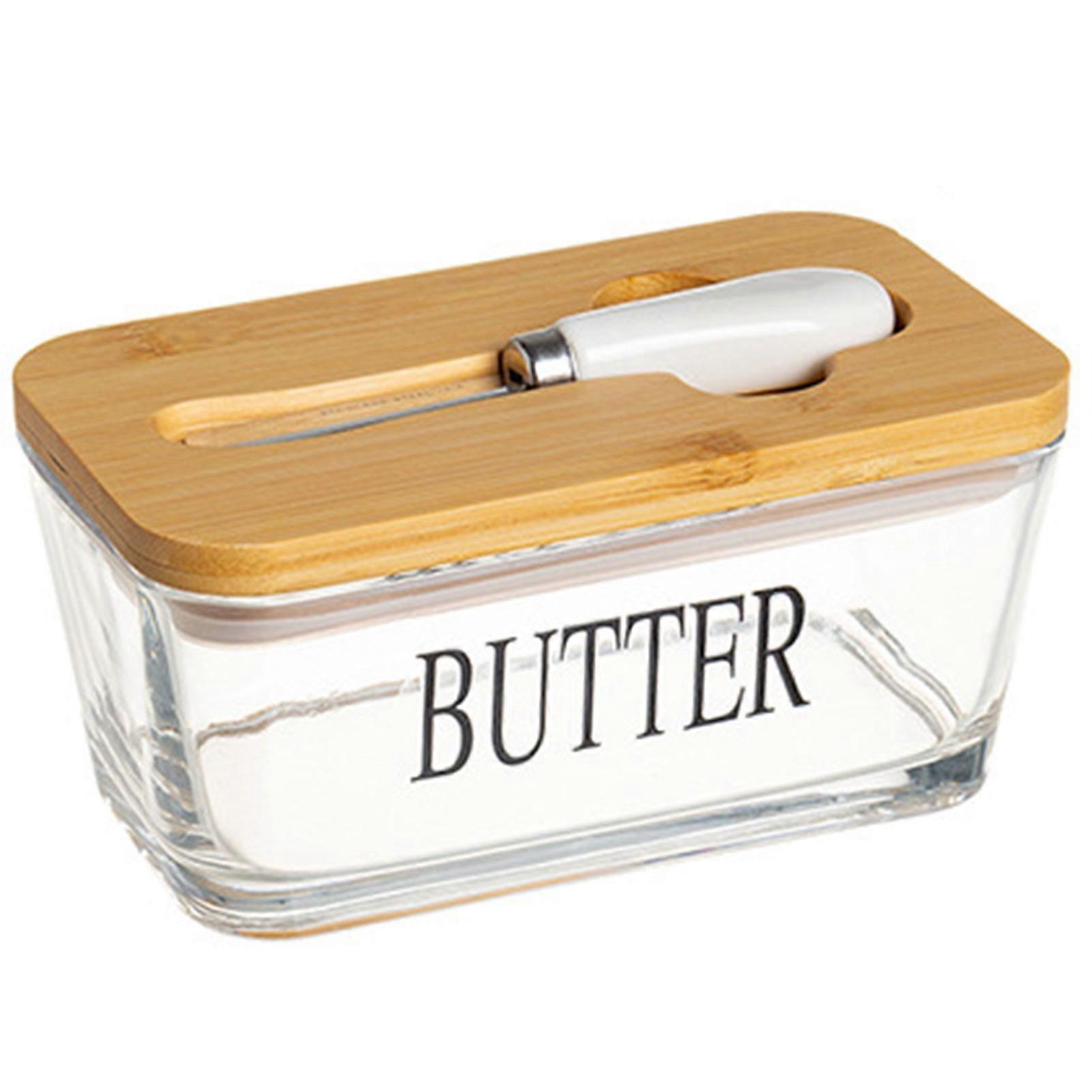 Large Glass Butter Dish with Lid Airtight Cheese Storage Container, Elegant Design for Kitchen Countertop & Refrigerator