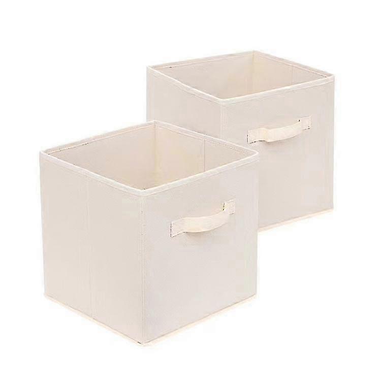 Set of 2 Folding Storage Boxes, Beige