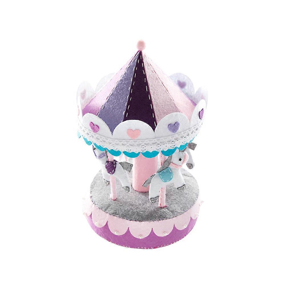 Creative Carousel Music Box Kit For Children Home Atmosphere Enhancement 15x15x25cm Assorted Color Music Playing 1Set