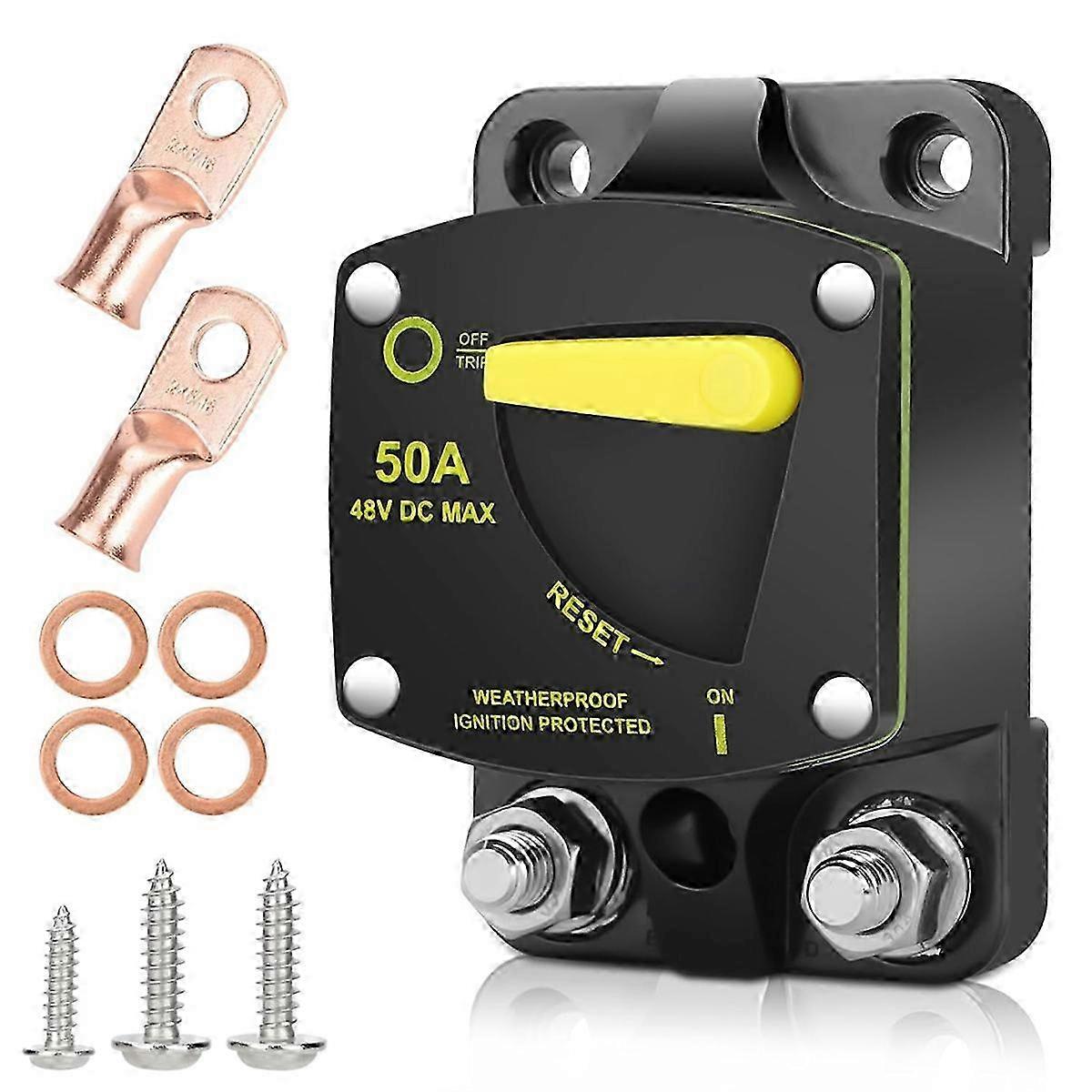 50Amp Circuit Breaker W/Manual Reset Switch DC 12-48V High Amperage