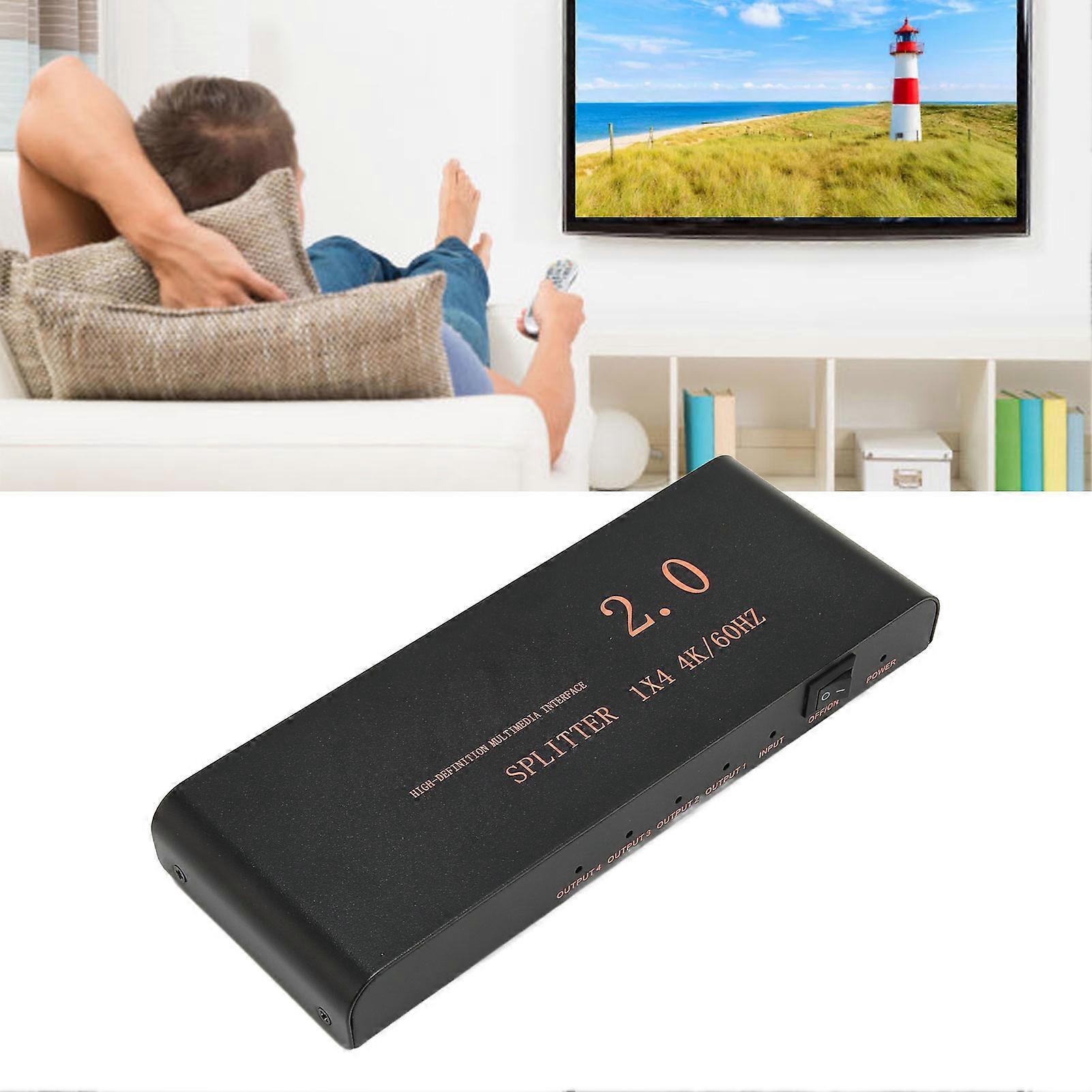 1x4 HDMI Splitter 4K60Hz HDCP 2.2 AV Box with Optical Output