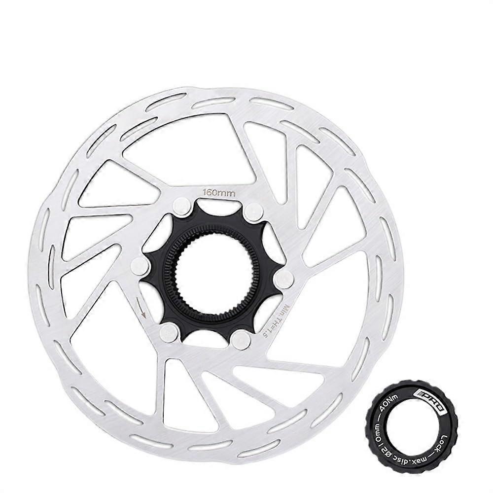 Disc Brake Rotor Center Lock For Road Bike 140mm/160mm/180mm/203mm, Includes Lock Ring And Pads, 1 Pc