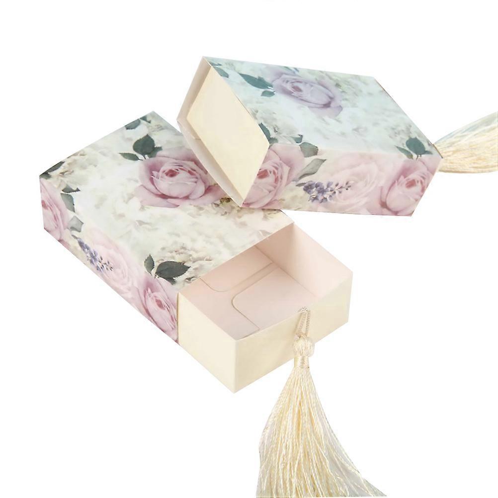 Paper Gift Box Floral Candy for Containing Stuff 50Pcs with Tassel
