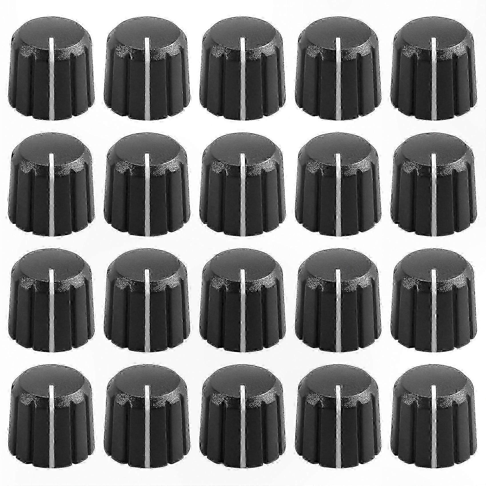 20-Pack D-Shaft Plastic Knobs for Guitar Potentiometers, 15x13.5mm Control Replacement Parts