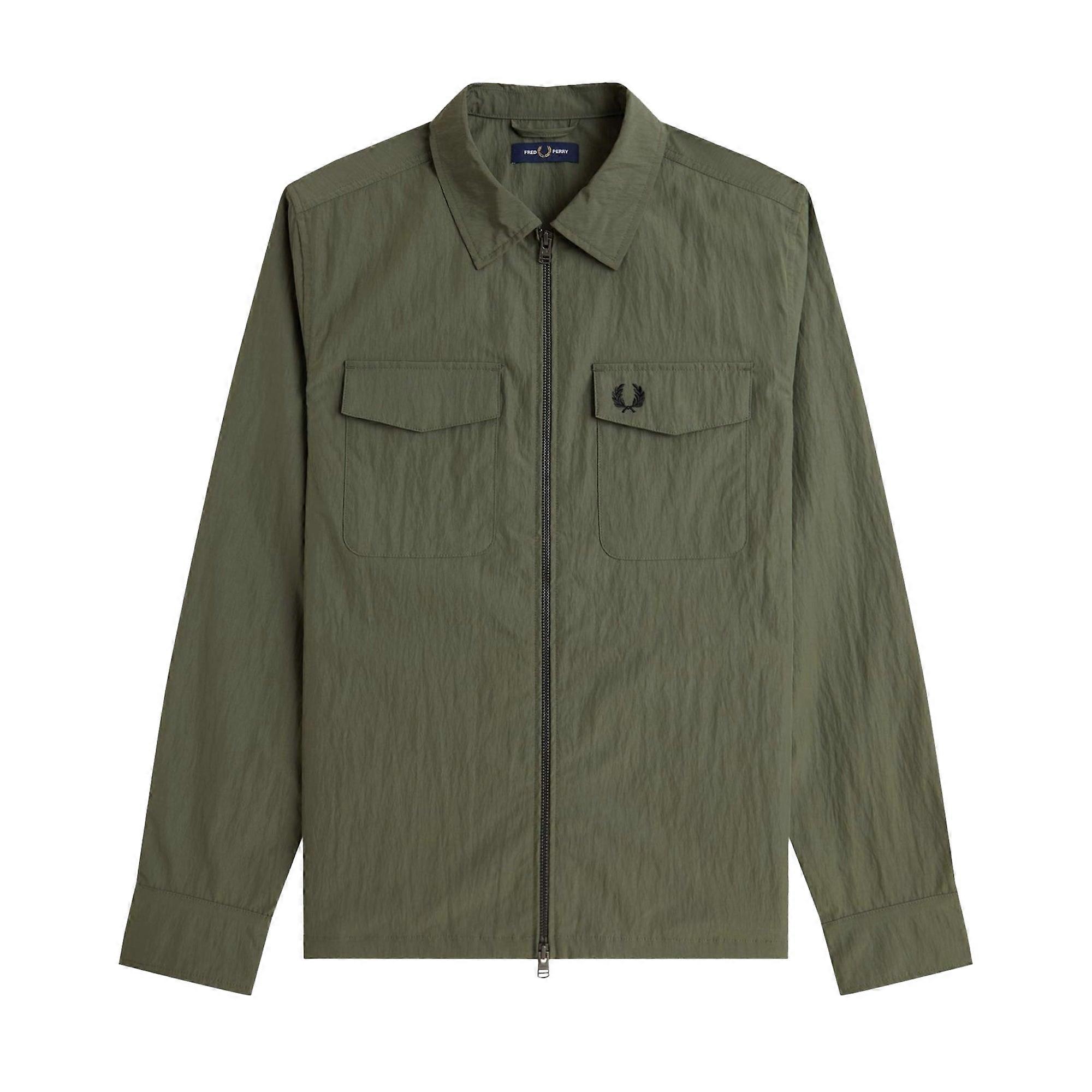 Fred Perry Textured Zip-Through Overshirt Laurel Wreath