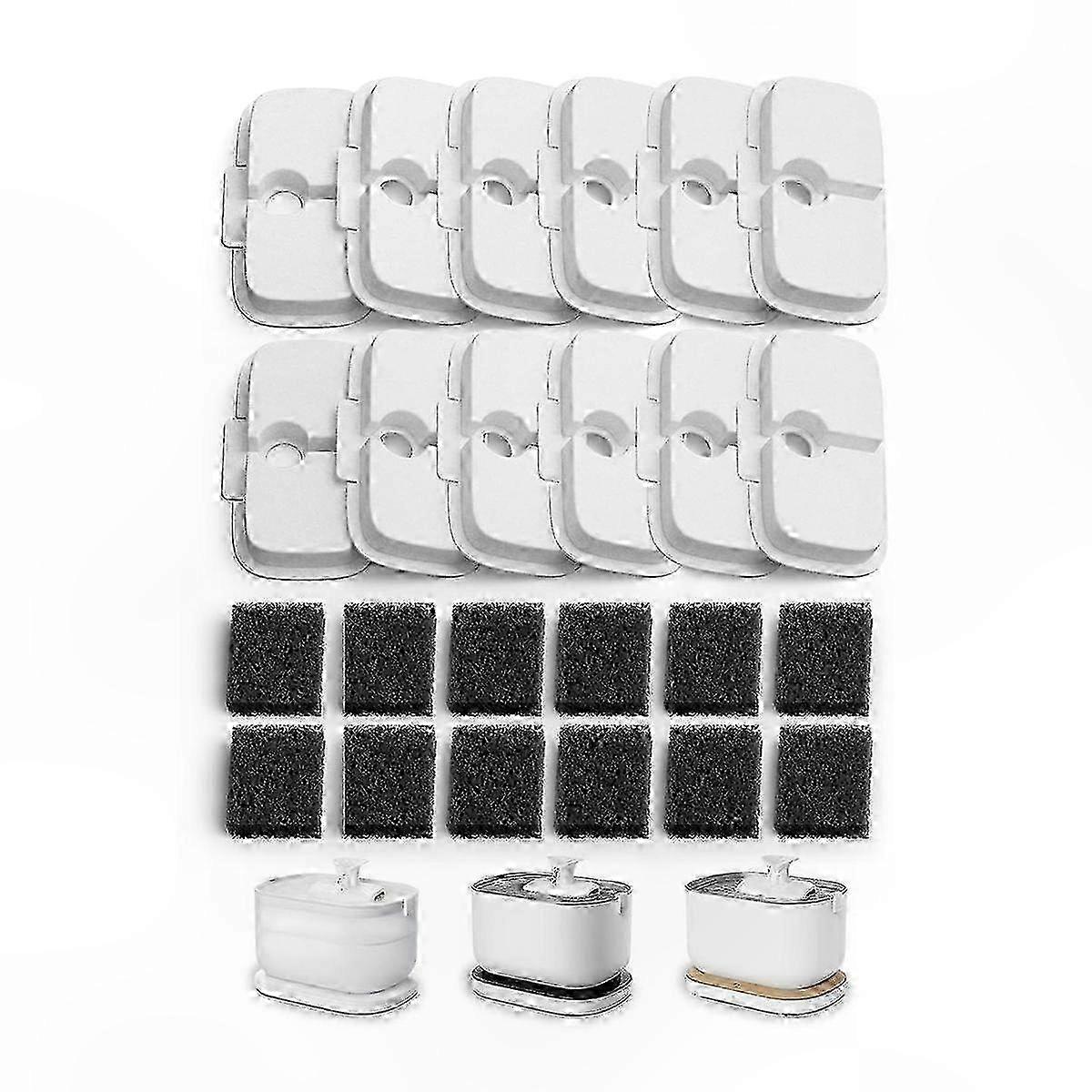 12-Pack Replacement Filters for Wireless Pet Water Fountains, Compatible with Multiple Models