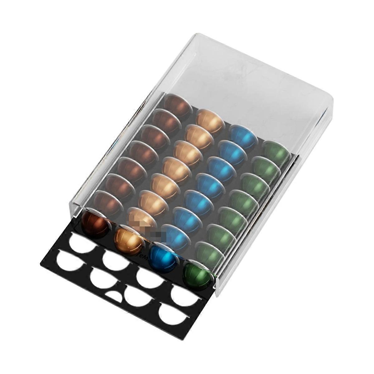 For Vertuo Coffee Pod Holder Acrylic Storage Drawer for 40 Coffee Capsules Elegant Organizer for Counter