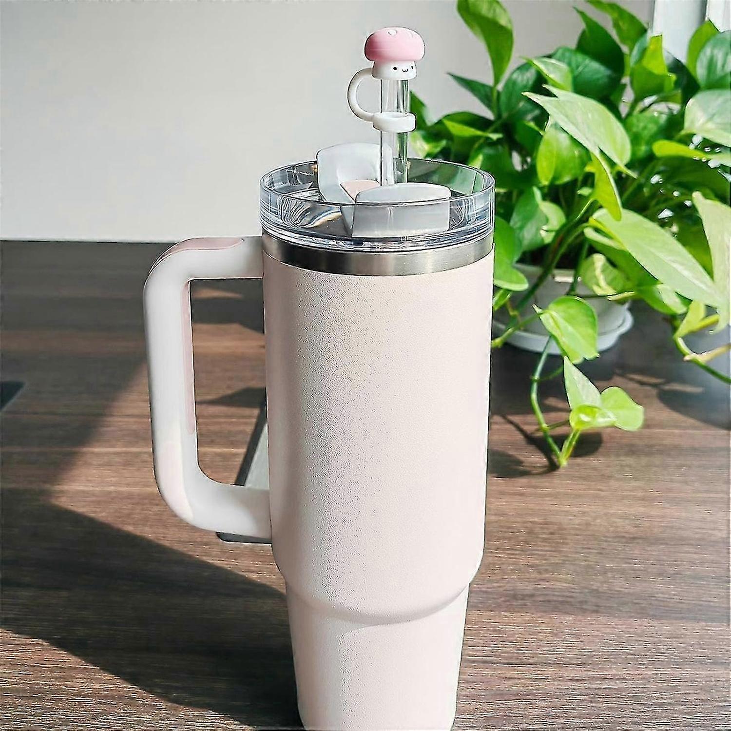 4 Pack Silicone Straw Cover Cap for Cute Mushroom Topper