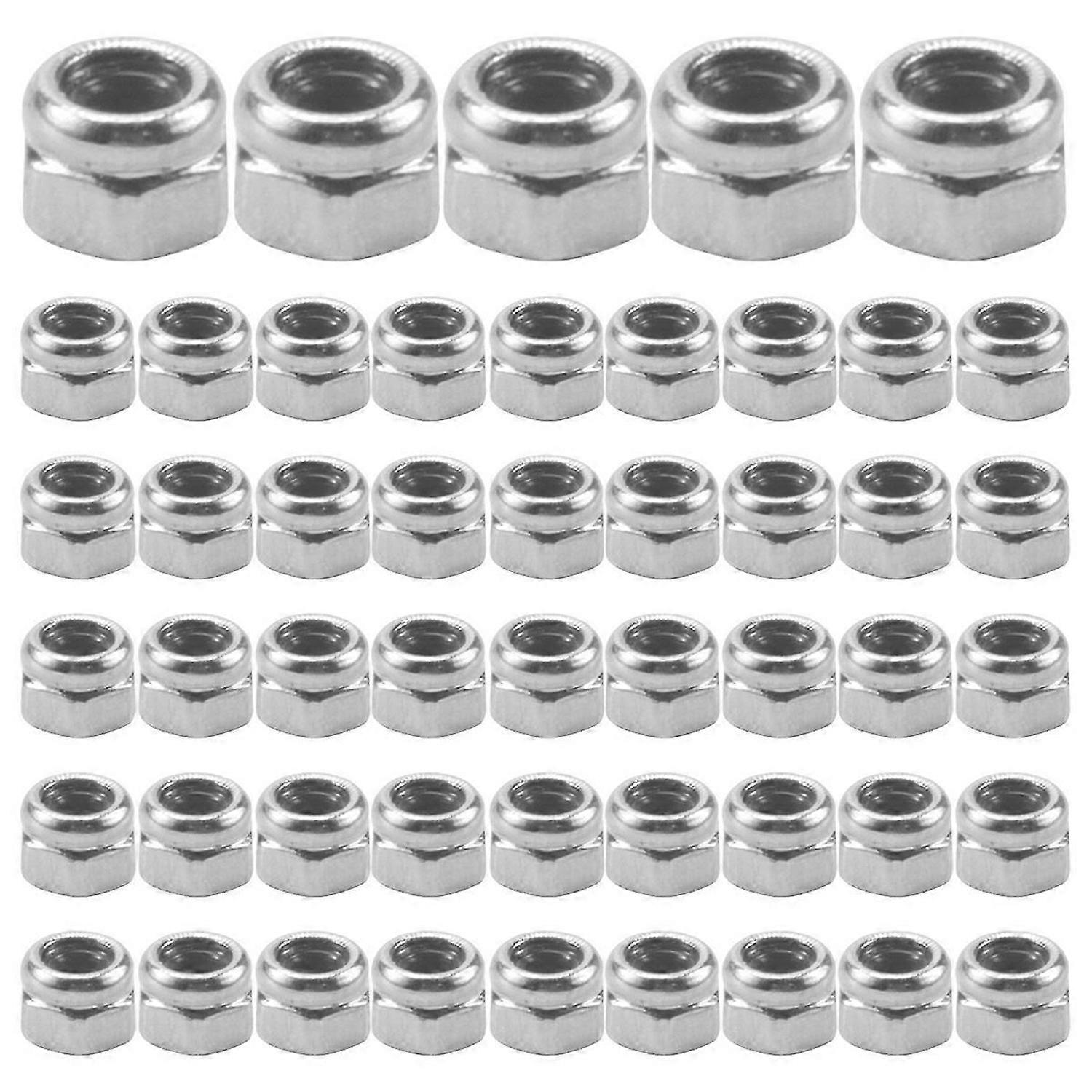 50pcs M2 Zinc Plated Self-Locking Nylon Insert Hex Lock Nuts