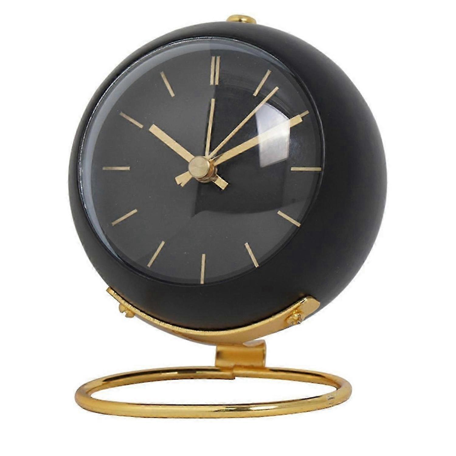 Alarm Clocks,Retro Backlight Simple Design Small Desk Clock with Night Light,Silent Non-Ticking,Battery Powered Black