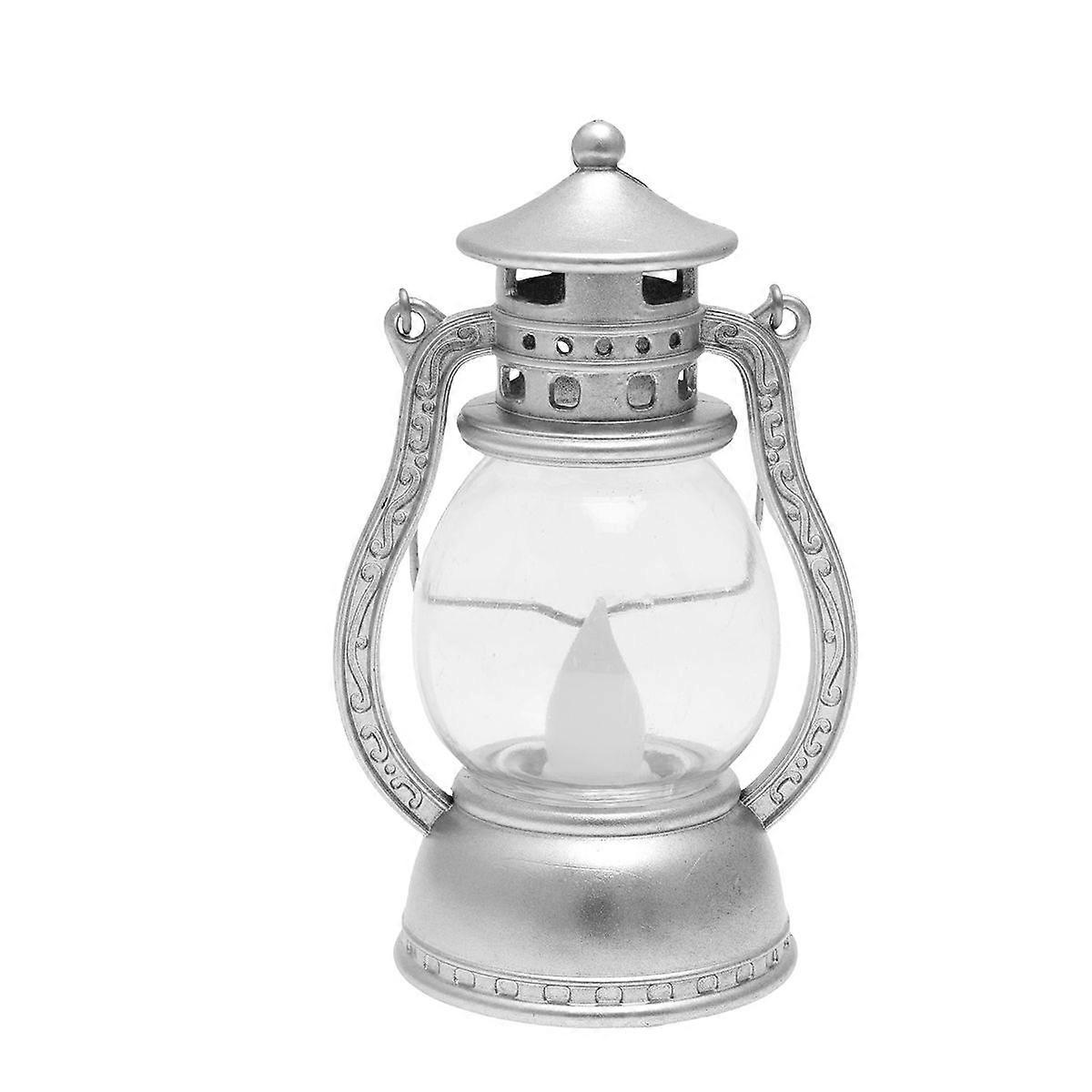Halloween Stimulation Kerosene Lantern Prop Portable Light Hand Lamp Lamp Decoration - Silver