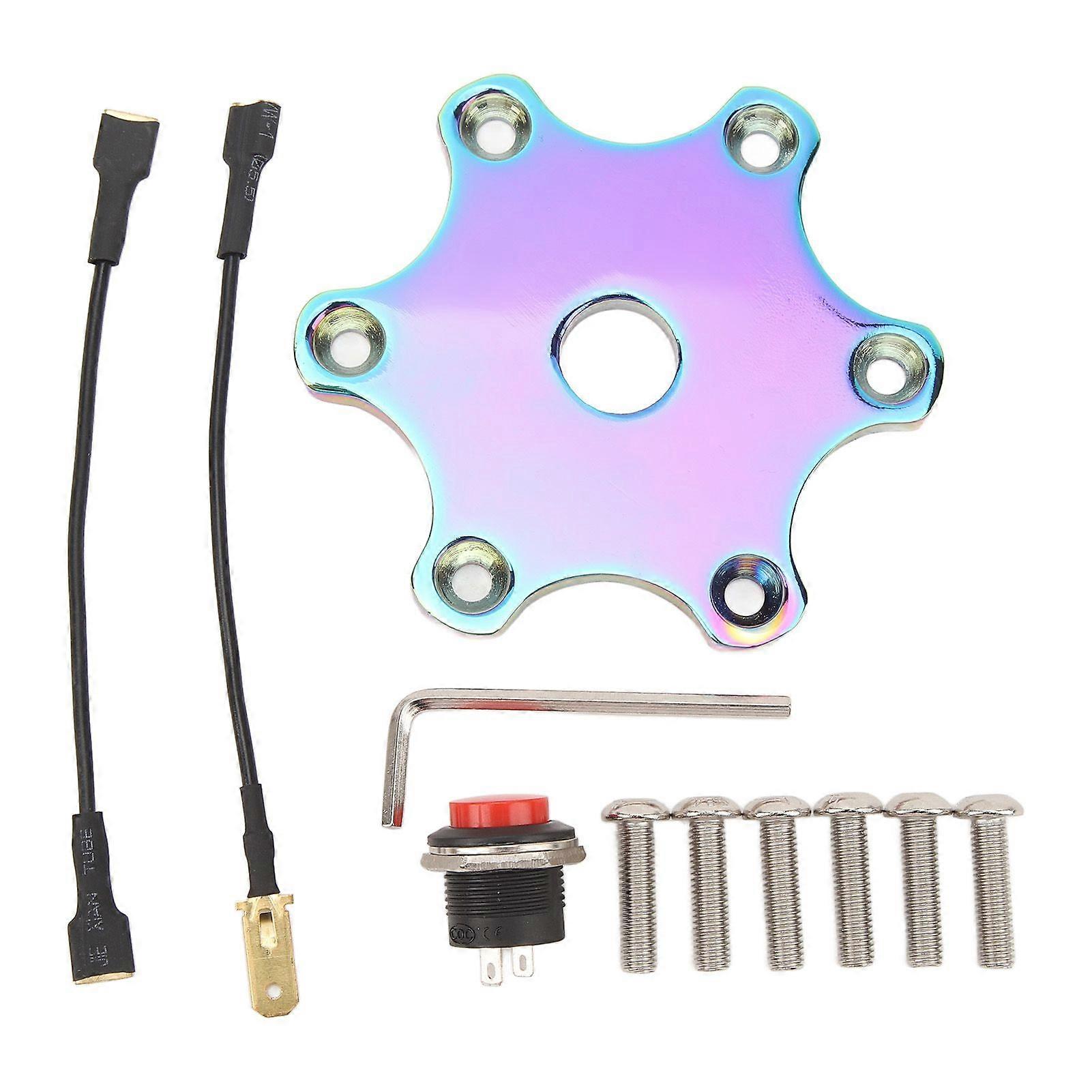 75MM Steering Wheel Horn Button Cover Hexagonal Horn Push Button Plate Kit Universal for 6 Bolts Steering Wheel