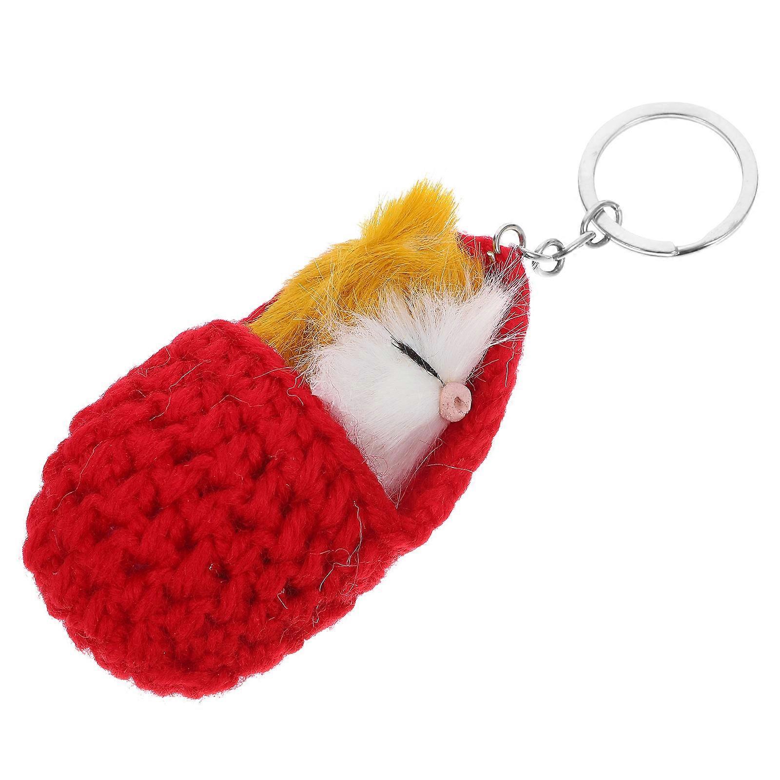 Keychain Sleeping Mouse Key Ring for Decoration 1Pcs Red Bag Ornament