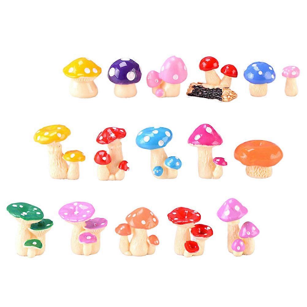 Micro Landscape Mushroom Ornaments Resin for Decoration with 64Pcs Mini Mushrooms