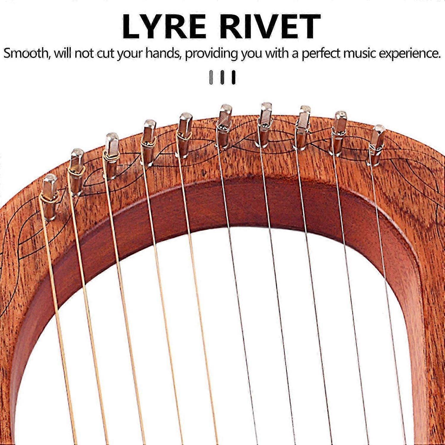 20 Pcs Lyre Harp Tuning Pin Nails with 20 Pcs Rivets Set for Lyre Harp Small Harp Musical Stringed I