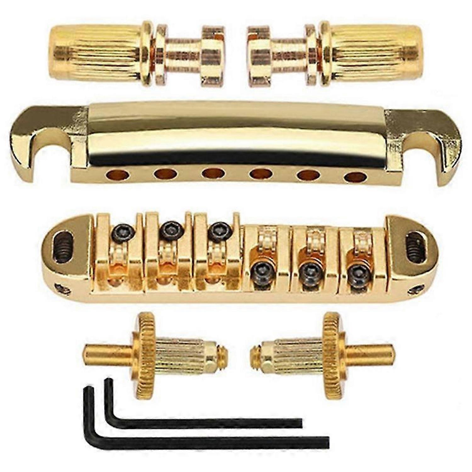 1 Set Of 6 Strings Guitar Tune-O- Bridge and Tailpiece with Posts for LP Electric Guitar,Gold