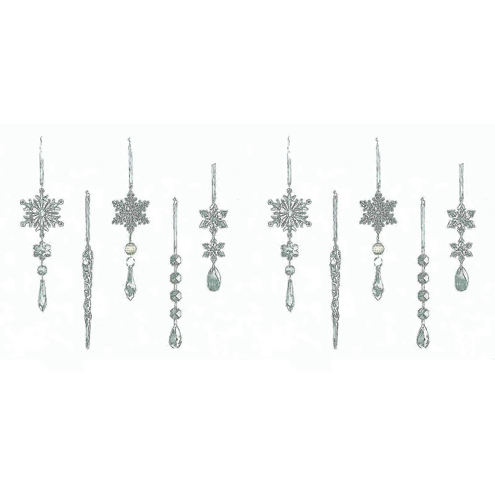 Winter Crystal Snowflake Decorations Acrylic Snowflake Ornaments Hanging Clear Crystal Ornament Snowflake Ornament Sets Crystal Decor 10PCS