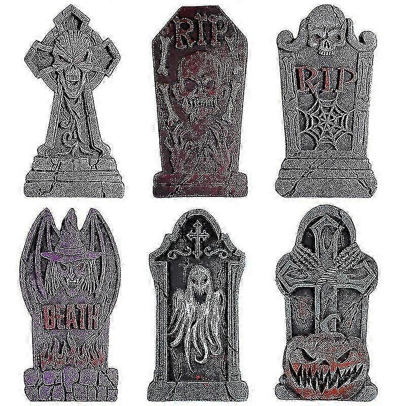 6pcs Halloween Cemetery Decorations, Spooky Graveyard Props, Haunted House Decor