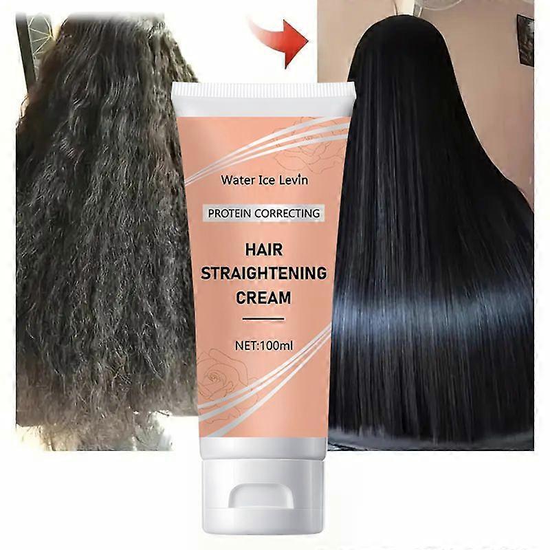 Protein Hair Straightening Cream, Silk & Gloss Protein Hair Straightener Cream for Frizz, Curly Hair Becomes Straight in 5mins