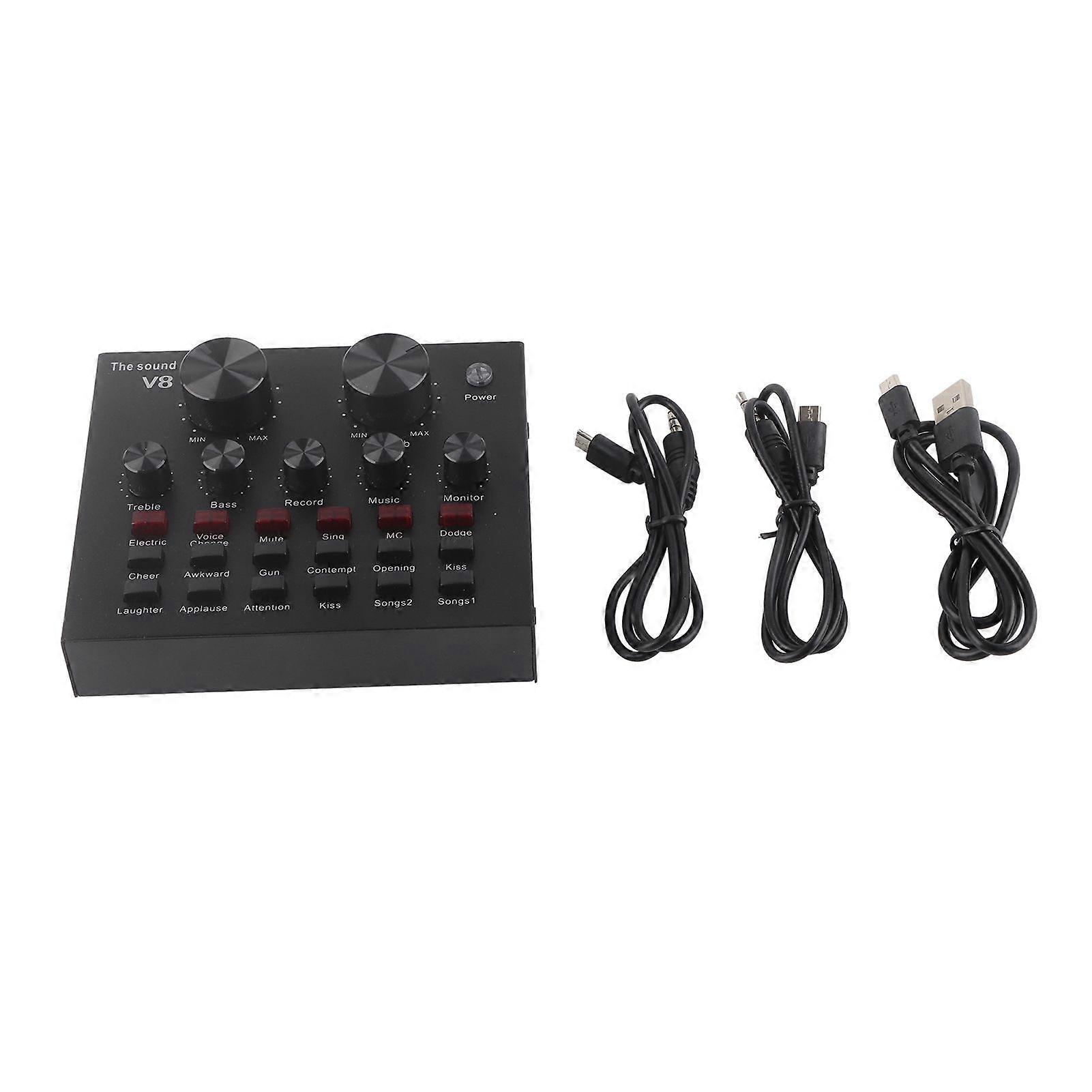 V8 Second Generation Bluetooth Computer Live Broadcast Voice Changing Card Black ABS