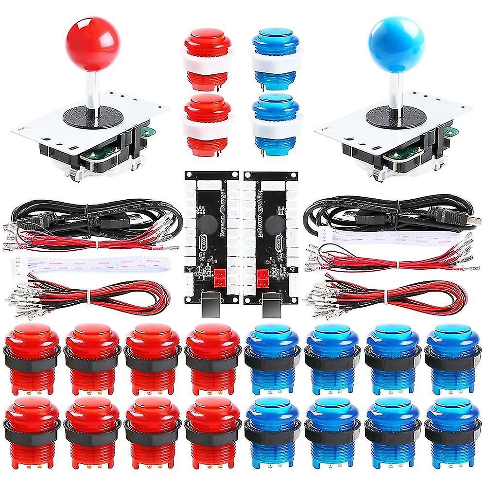 Basketball Arcade Games 2-player Diy Arcade Joystick Kits With 20 Led Arcade Buttons + 2 Joysticks + 2