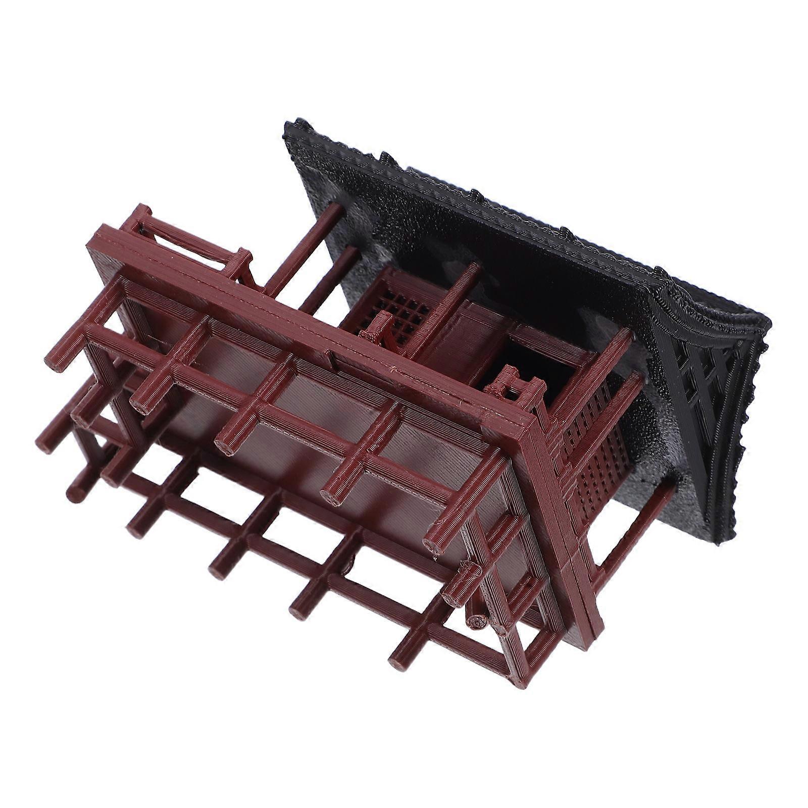 Mini Pavilion Statue Plastic Model for Aquarium Decor 5Pcs Realistic Micro Landscape