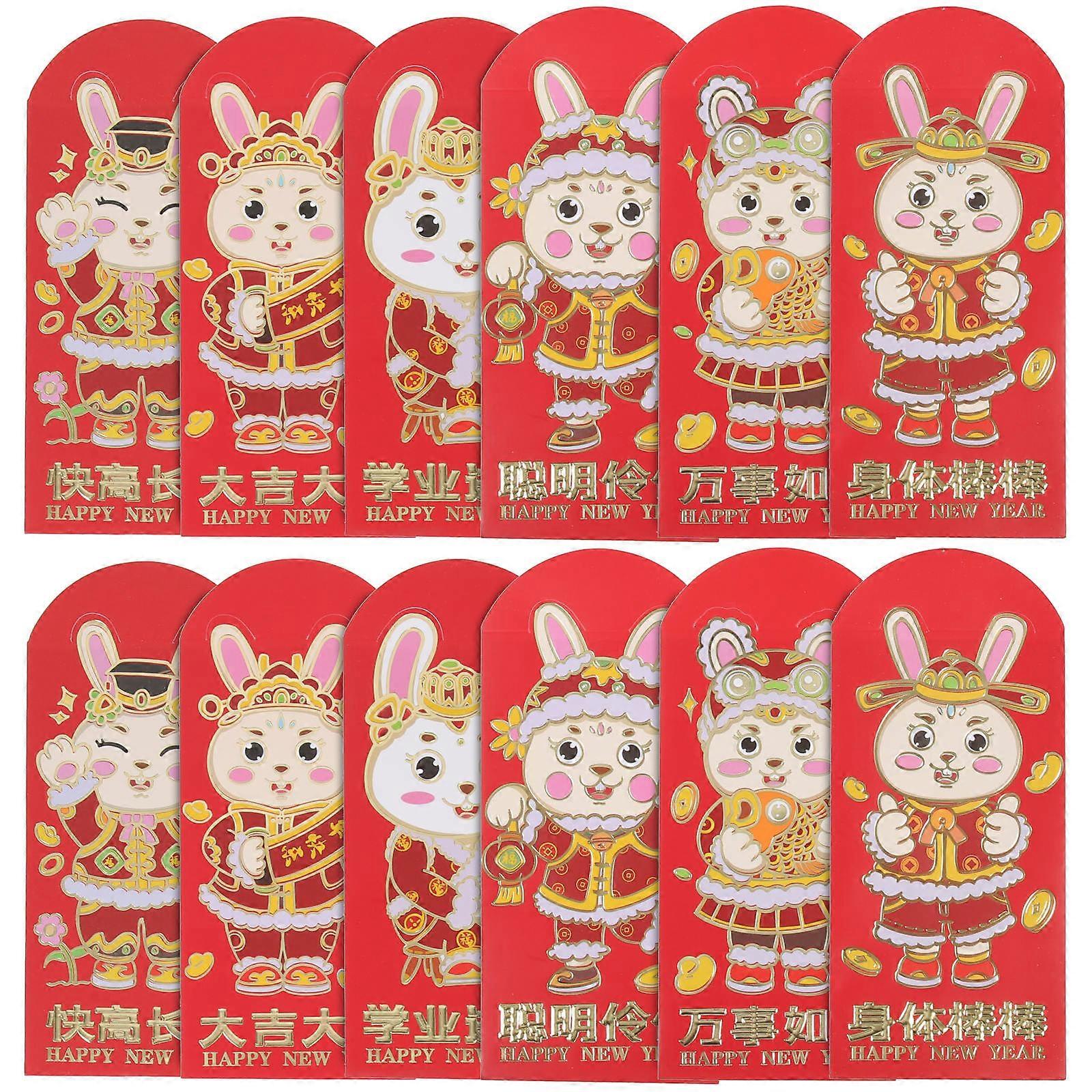 2023 Red Envelopes with Rabbit Pattern for New Year 24Pcs Paper Packets