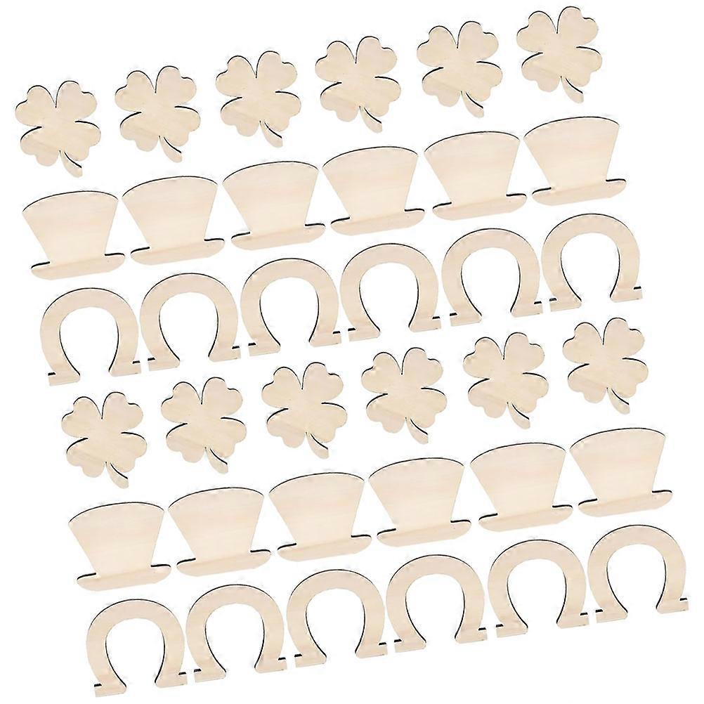 Unfinished Wood Slices Horseshoe Shape Wooden Hat for DIY Creation 3Sets