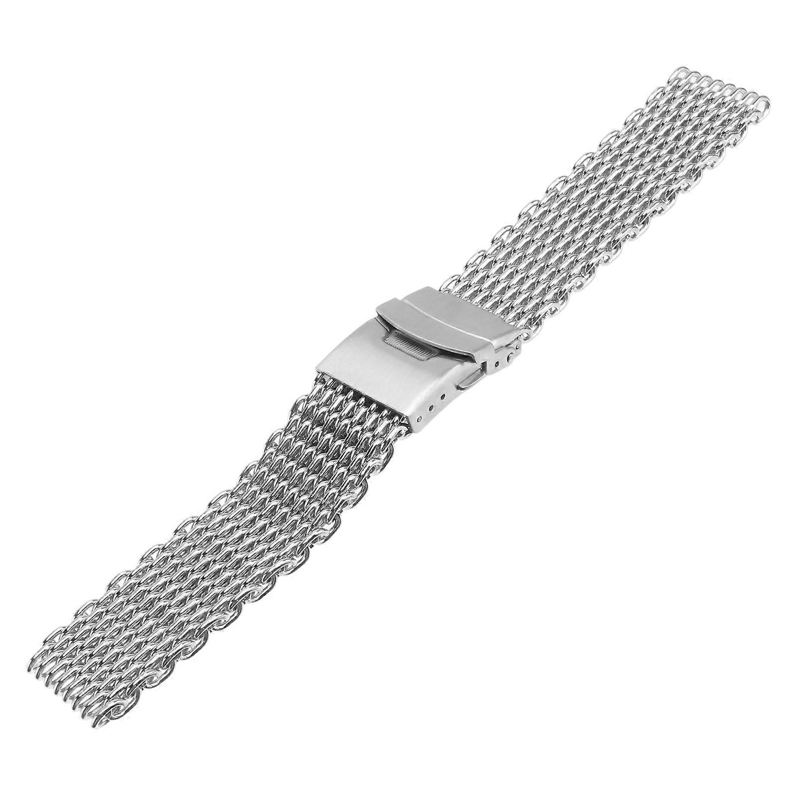 Metal Watch Band Men Sports Use Shark Mesh Style 5.2x5cm Silver 1Set