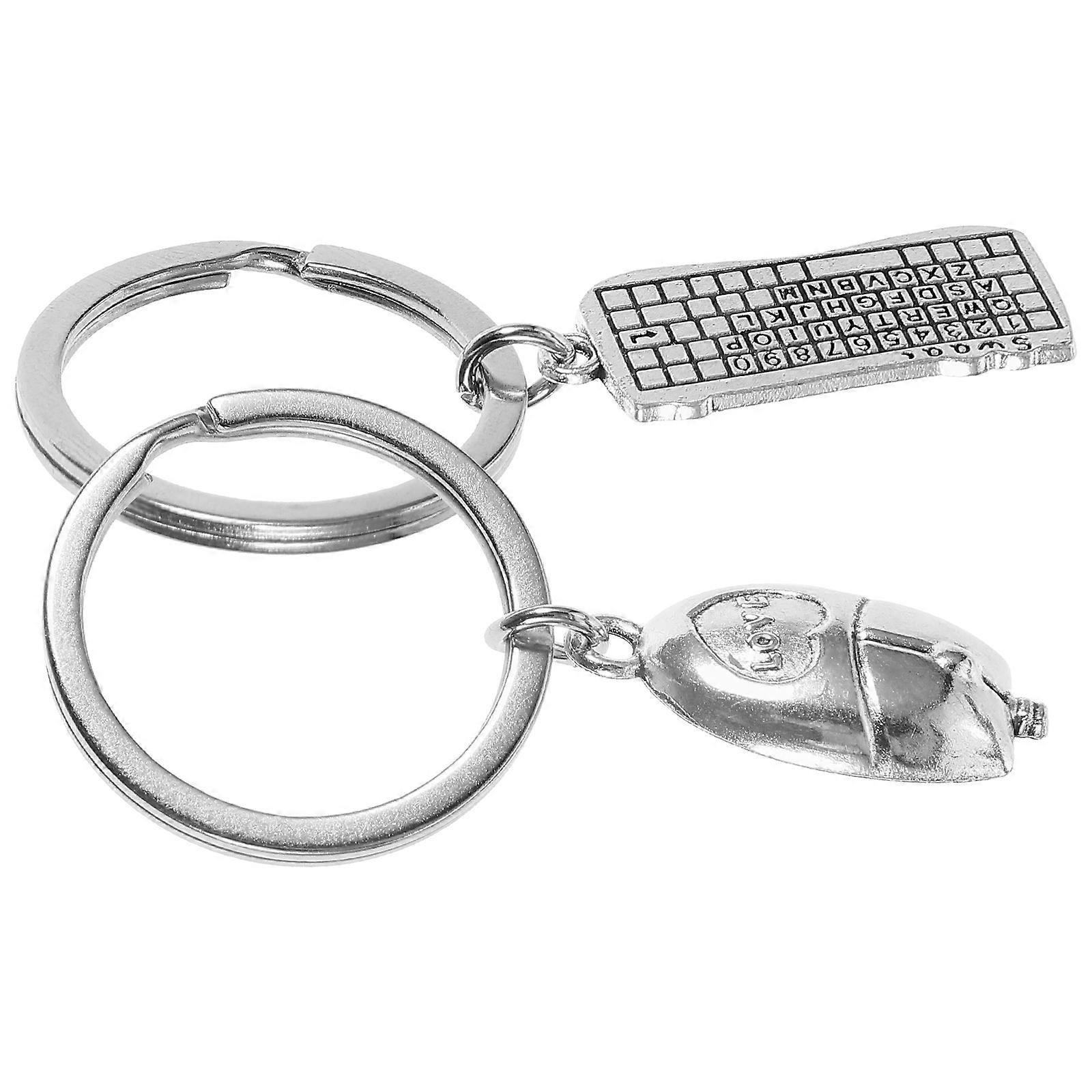 Keyboard Mouse Keychain Hanging Ornament with 10Pcs Zinc Alloy