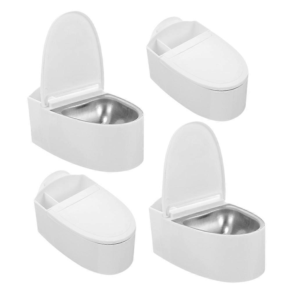 Wall-Mounted Creative Ash Tray With Lid For Indoor Use In White Toilet Shaped Design Prevents Ash Scattering 4 Pcs