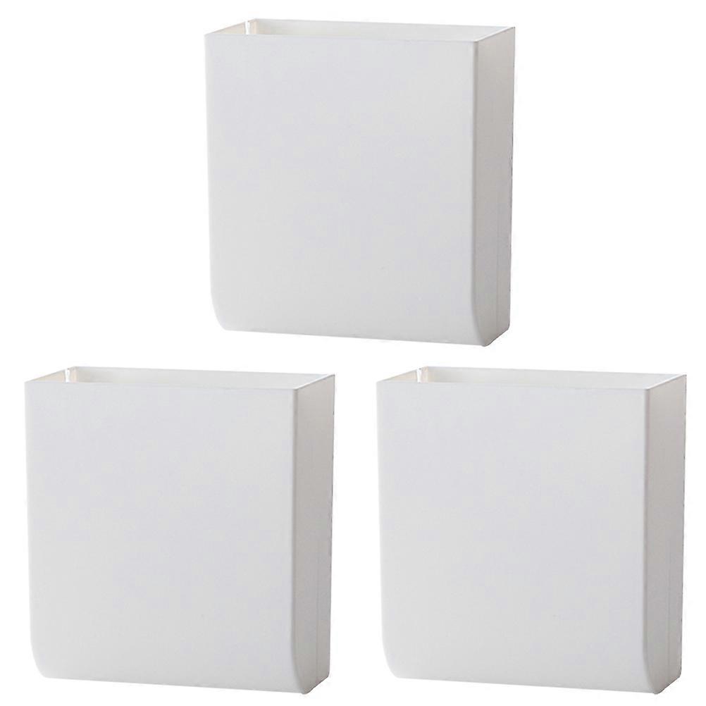 3Pcs Rectangular Wall Storage Boxes For Home Users In Bedroom Kitchen And Living Room With Modern White ABS Design