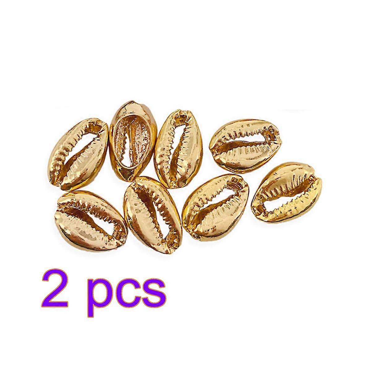 Electroplated Shell Beads Cowrie Shells Golden for Bracelet Craft 100Pcs