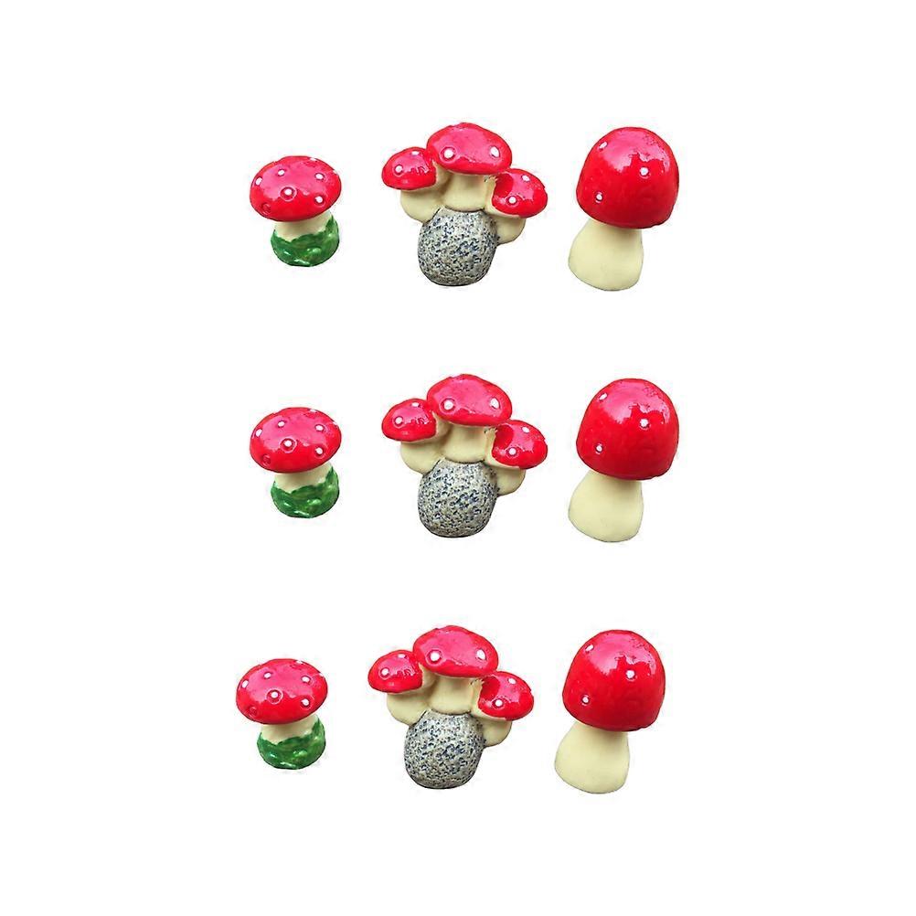 Mushroom Shaped Desktop Decor Resin Crafts Decorative Ornament 18Pcs