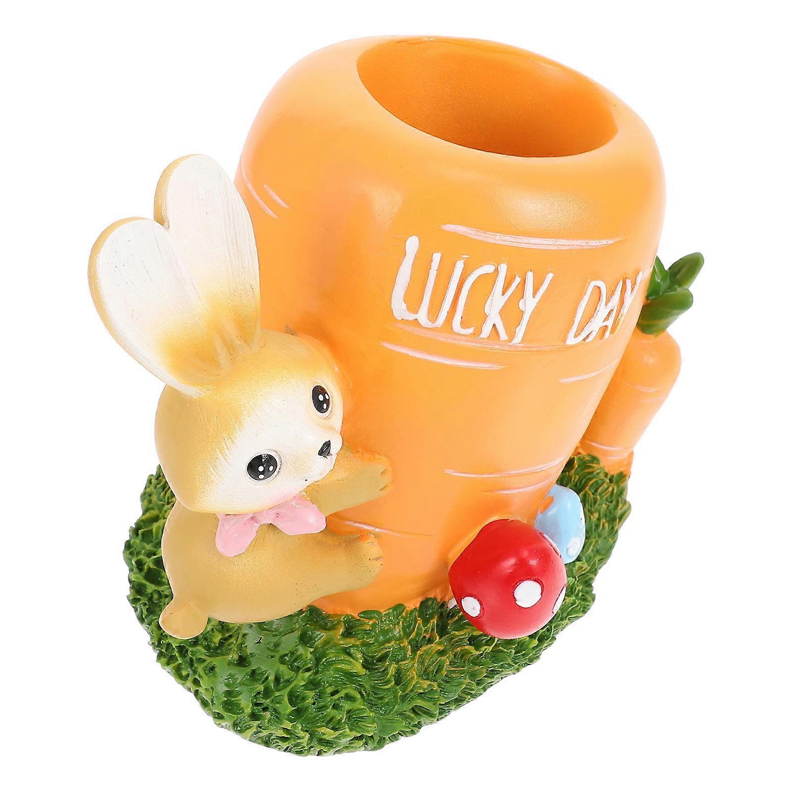 Cartoon Rabbit Desktop Pen Holder for Storage Use with Resin Material Design