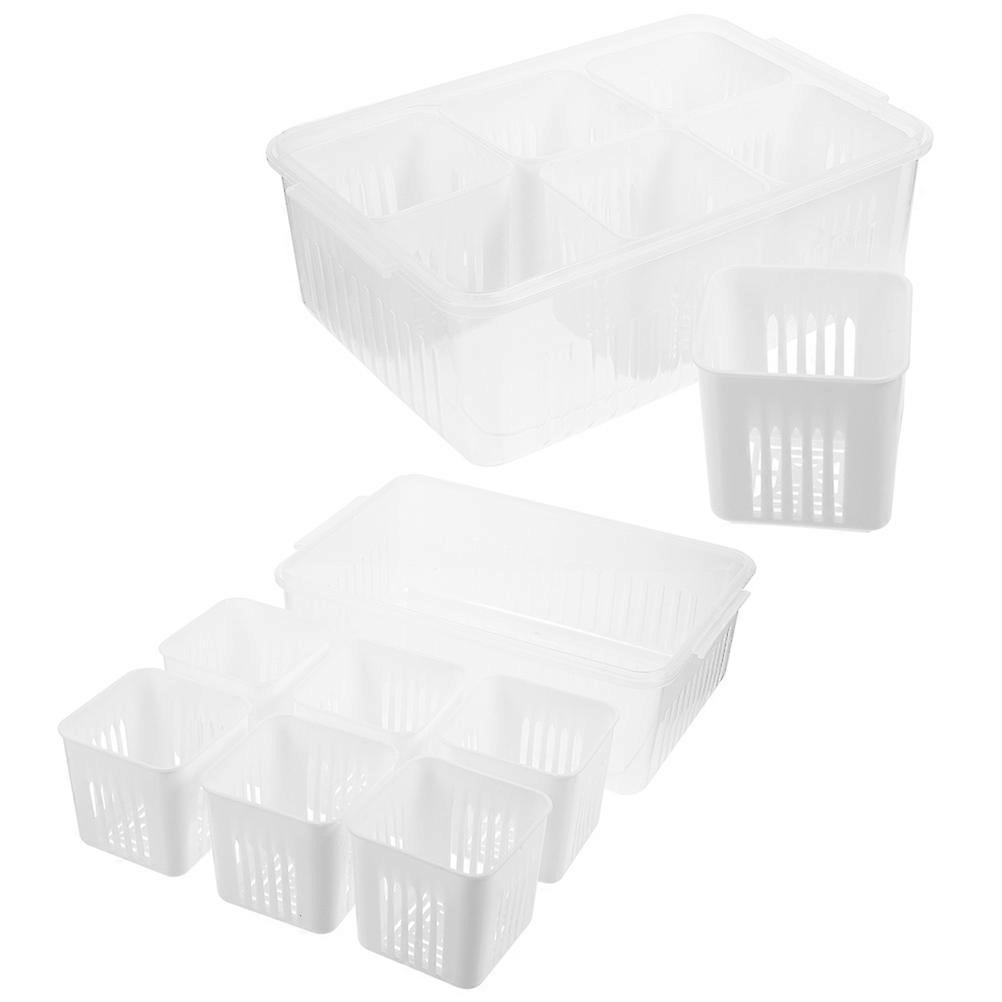 Square Freezer Food Storage Boxes With Lid For Household Users Garlic And Ginger 8.96X6.29X3.34IN Easy To Clean 2 Sets