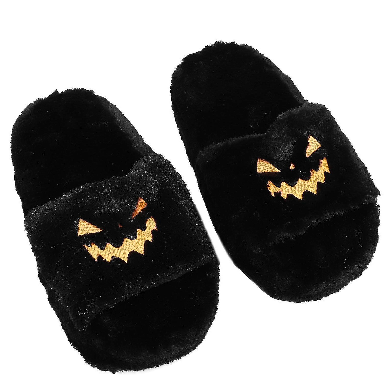 Home Slippers Plush Winter Shoes for Warm Use 1Pair Black Eva Material