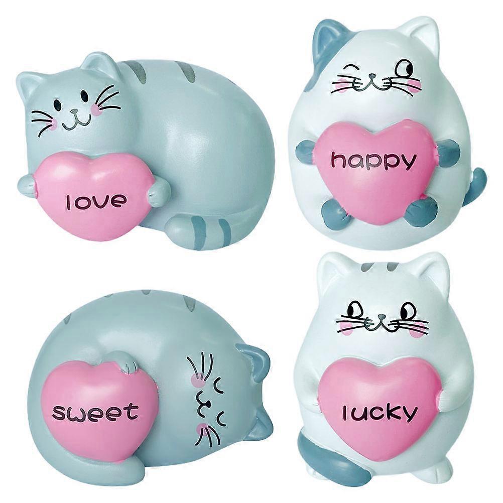 Resin Artware Cake Accessory for Decor 8Pcs Cat Shaped Ornaments