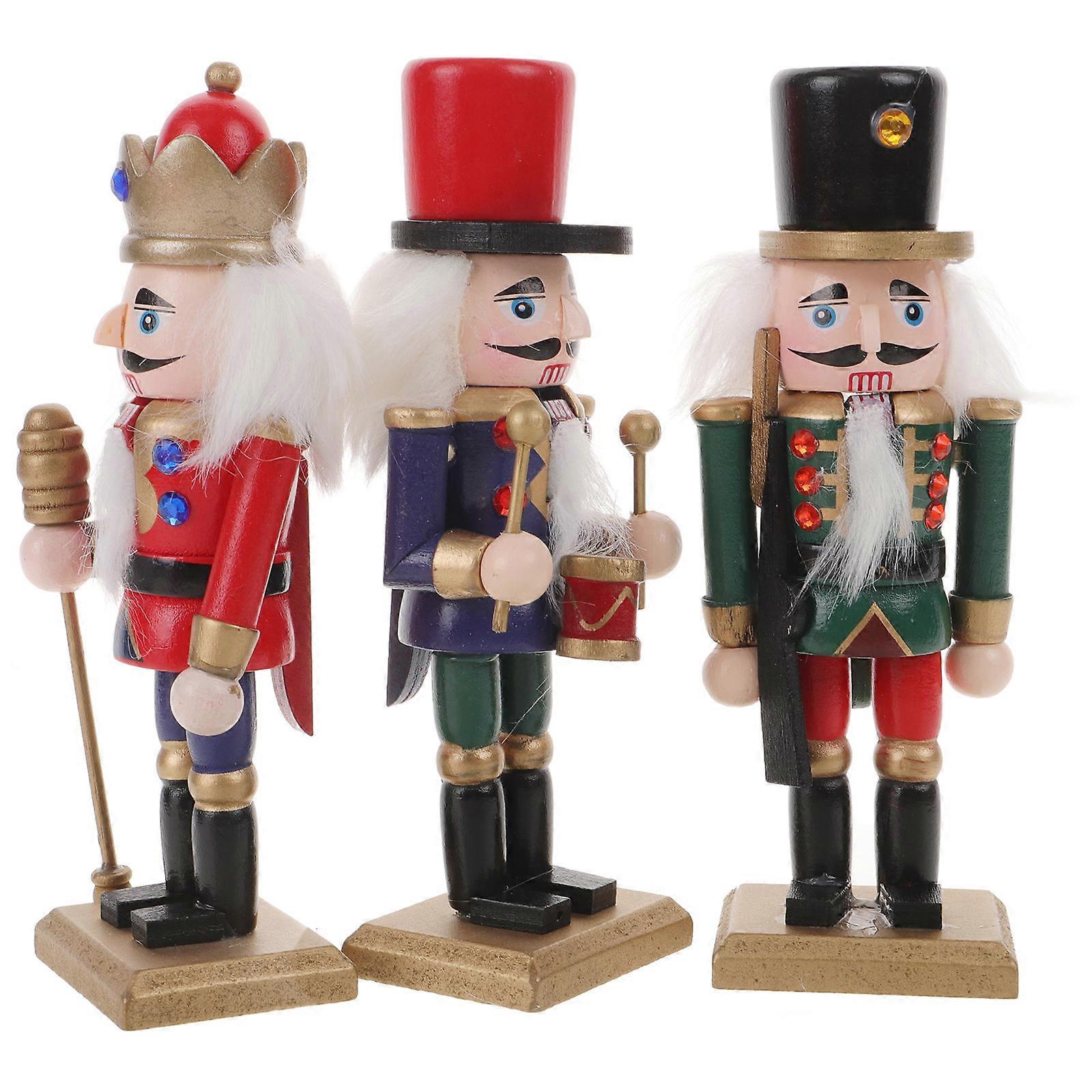 Nutcracker Puppet Ornaments Cartoon Walnut Soldier Desktop Decoration 6Pcs